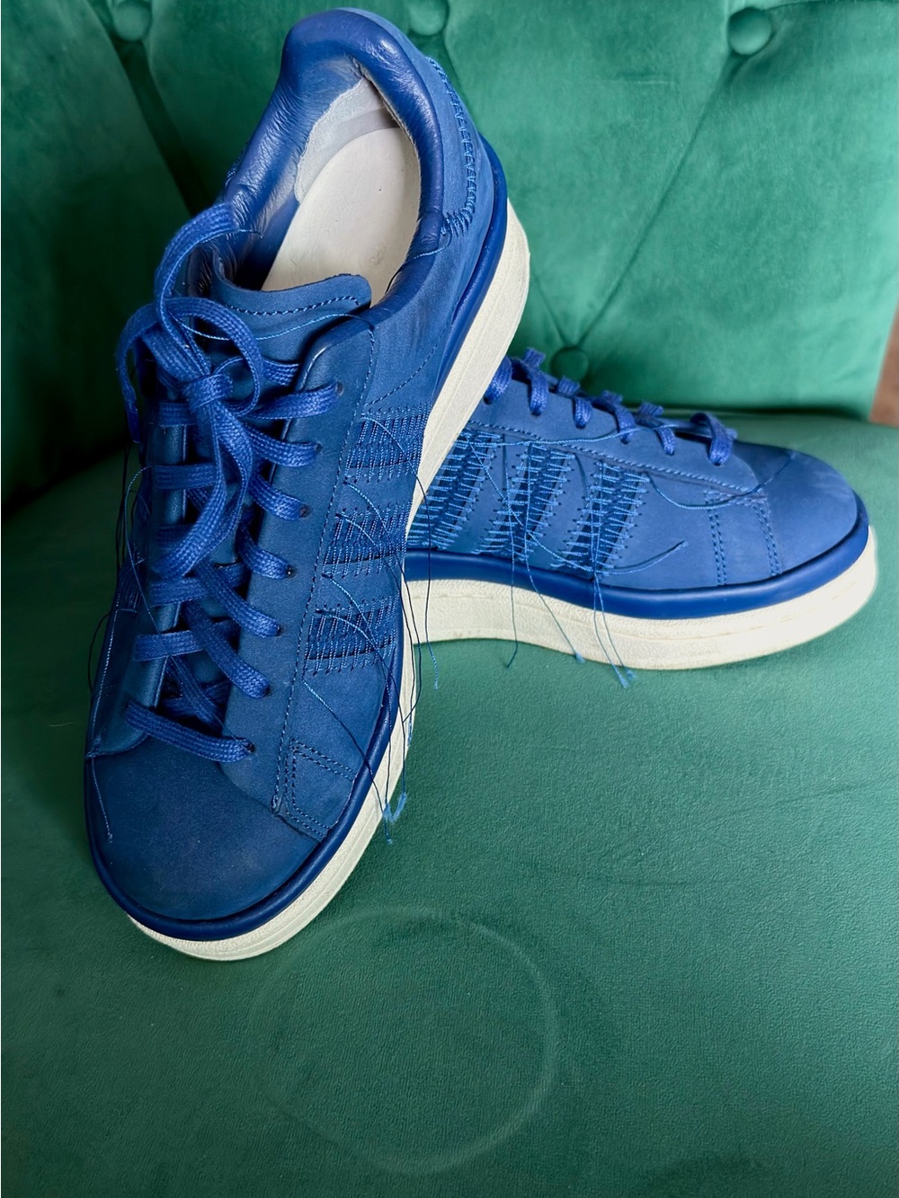 Y-3 Men’s Royal Blue Low-Top Sneakers with White Sole